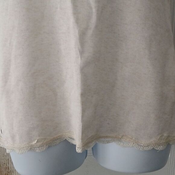 Converse one star oatmeal color ribbed tank top lace trim Sz XL NWOT - Picture 2 of 5